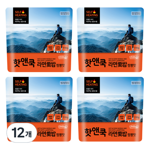이지밥 핫앤쿡 라면애밥 짬뽕맛 110g, 12개