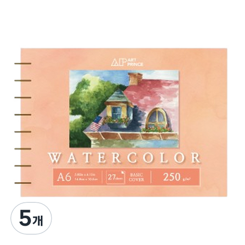 두성 아트프린스 워터컬러 수채화용 스프링 스케치북 250g W07, A6, 25매, 5개