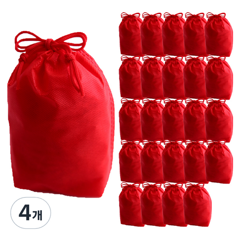 부직포 복주머니 더스트백 12 x 15 cm 25p, 레드, 4개