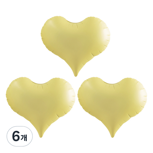 조이파티 은박풍선 통통하트 52cm, 옐로우, 6개
