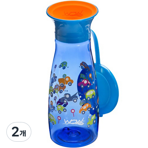 와우컵 트라이탄 팝 유아동컵 350ml, 블루 드라이빙카, 2개