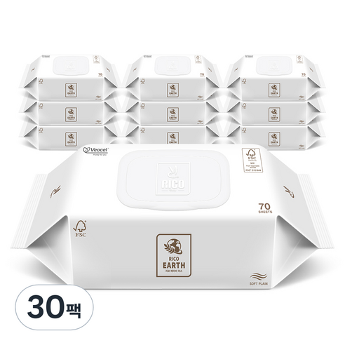 리꼬 더 플래닛 어스 아기물티슈 캡형, 70매, 30팩
