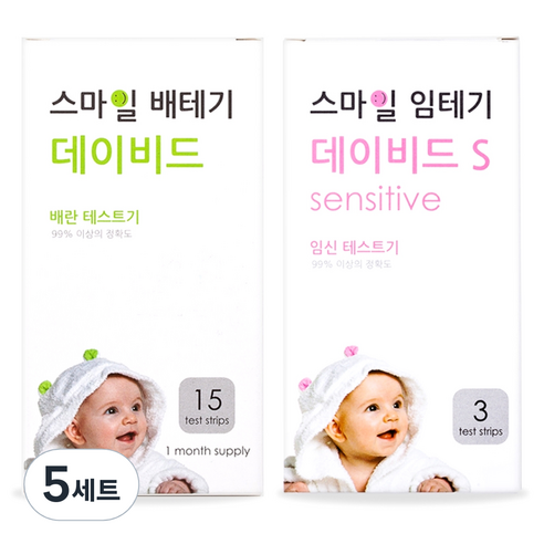 스마일랩 스마일 데이비드 배란테스트기 15p + 스마일 임신테스트기 S 3p, 18개입, 5세트