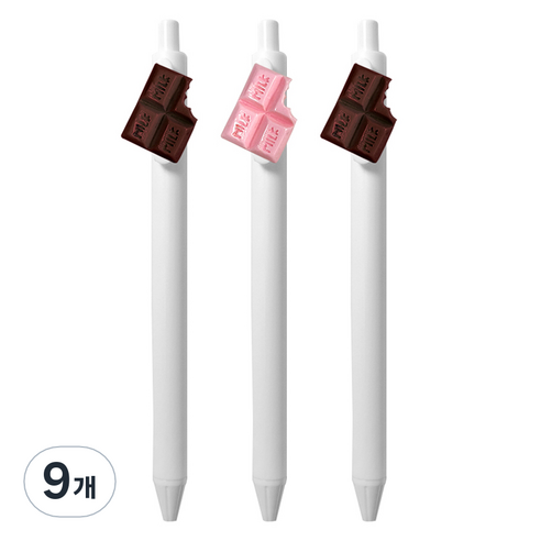 큐티 파츠 초콜릿 젤펜 0.5mm, 랜덤발송, 9개