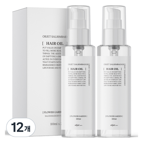살림백서 오브제 제로 헤어오일, 100ml, 12개