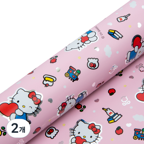 산리오 헬로키티 메탈롤 포장지 중, 핑크, 2개