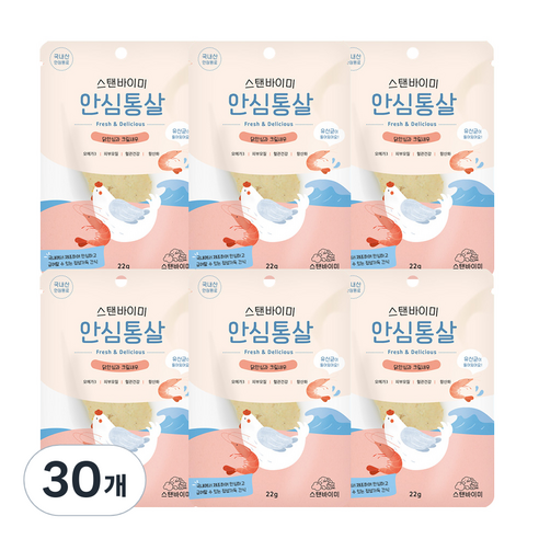 스탠바이미 고양이 안심통살 닭, 30개, 닭안심과 크릴새우