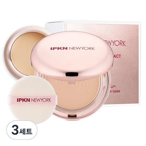 입큰 새틴 피니쉬 파우더 팩트 15g + 리필 11.5g, 21호, 3세트