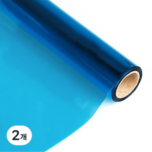 투명 컬러 PVC 필름 블루, 2개, 950 x 1000 x 0.3mm