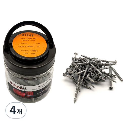이노공구 목재용 코스나사 컷팅 델타도금 4.6 x 75 mm 1343, 4개