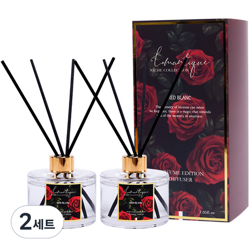 로맨띠끄 니치 퍼퓸 디퓨저 200ml x 2p + 섬유 스틱 8p 세트, 레드블랑, 2세트
