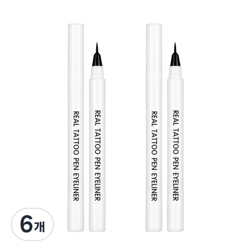 리르 리얼 타투 펜 아이라이너 0.8ml, 01 딥블랙, 6개