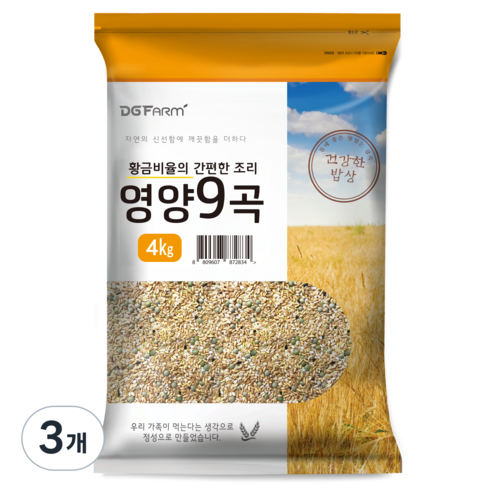 대구농산 황금비율의 간편한 조리 영양 9곡, 4kg, 3개