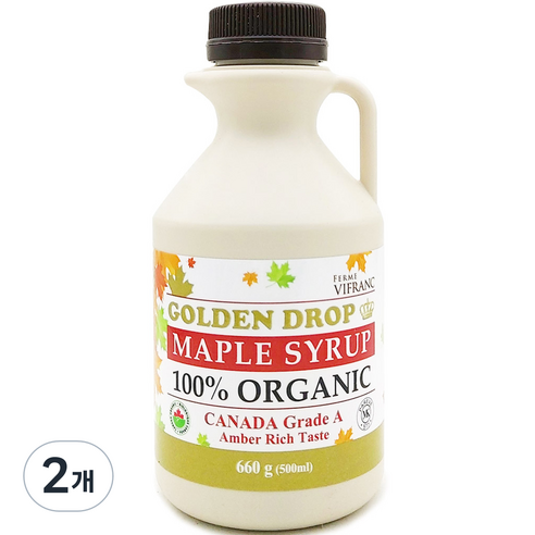 골든드롭 유기농 메이플 시럽 캐나다 A등급 앰버리치, 500ml, 2개