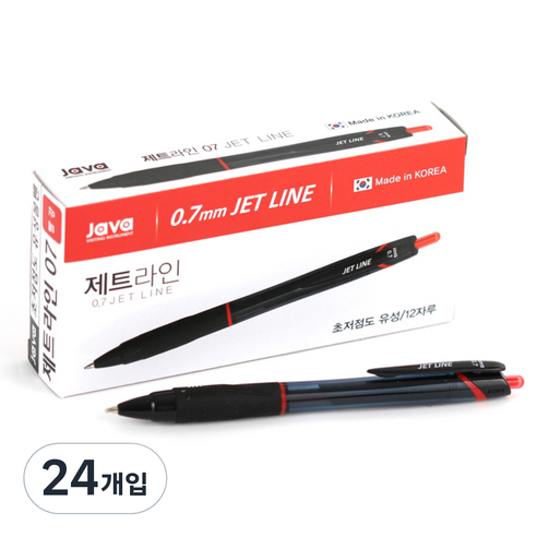 자바펜 제트라인 볼펜 0.7mm, 레드, 24개