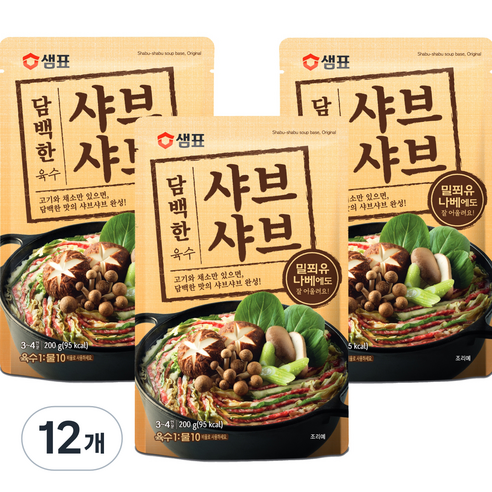 샘표 담백한 샤브샤브 육수, 12개, 200g