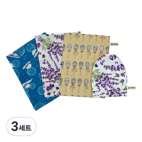 황실 사각 3종 + 라벤더 세안타올 세트, 혼합색상, 3세트