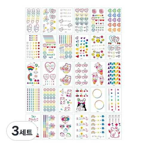 시나몬걸 컬러 타투 스티커 30종, N-이모션, 3세트