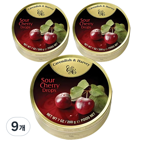 캐빈디쉬앤하비 체리맛 캔디, 200g, 9개