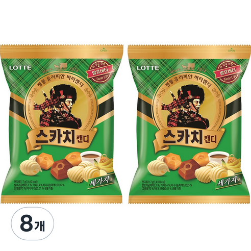 롯데제과 스카치 캔디 세가지맛, 8개, 317g