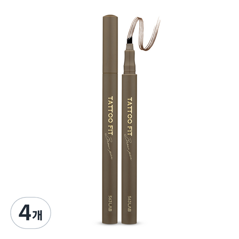 563랩 타투핏 브로우펜 0.9g, 02 다크브라운, 4개