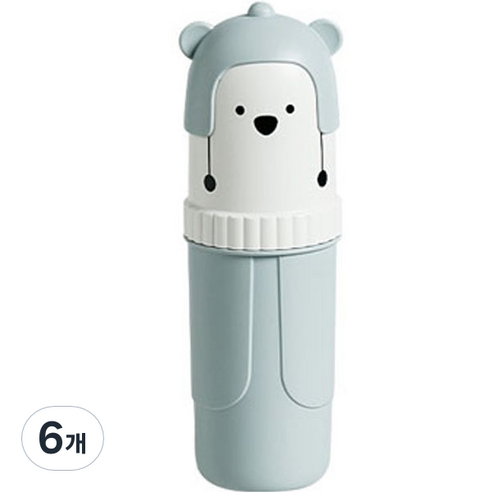 디에스 휴대용 곰돌이 칫솔 치약통 스카이, 6개