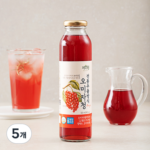 자연원 전통추출방식 오미자청, 325ml, 5개