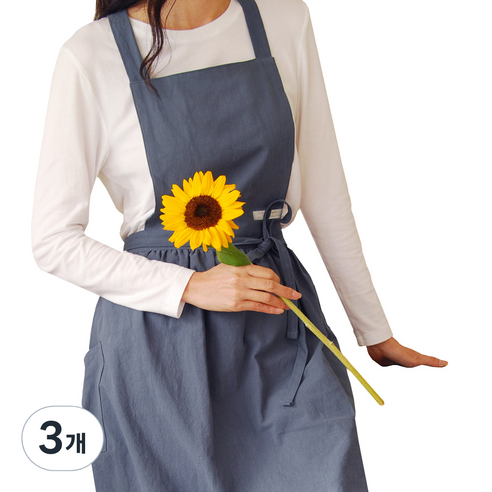 잇츠온 코튼 파스텔 원피스 앞치마, 다크블루, 3개