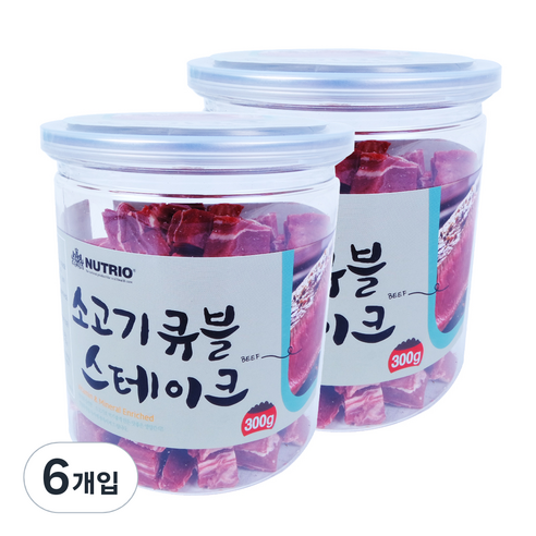 뉴트리오 스테이크 반려견 간식, 소고기큐블맛, 300g, 6개