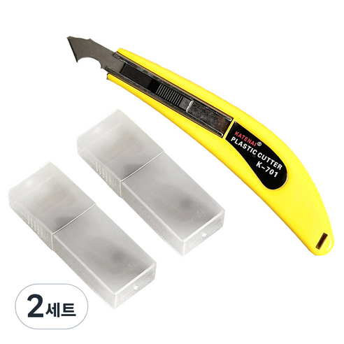 모나코올리브 아크릴 커터 컷팅 칼 + 기본칼날 3p + 추가칼날 20p 세트, 노랑(칼), 2세트