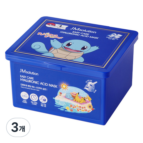 제이엠솔루션 포켓몬 이지 케어 히아루론산 데일리 마스크팩 350ml, 3개, 30개입