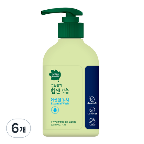 그린핑거 힘센보습 에센셜 바디워시, 6개, 300ml