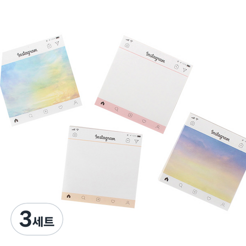 톡톡팬시 떡메모지 인스타그램 4종세트, YELLOW, PINK, BLUE CLOUD, VIOLET CLOUD, 3세트