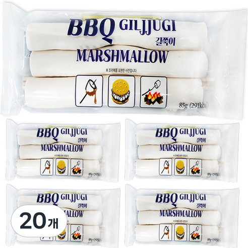 비비큐 길쭉이 머쉬멜로우 3p, 20개, 85g