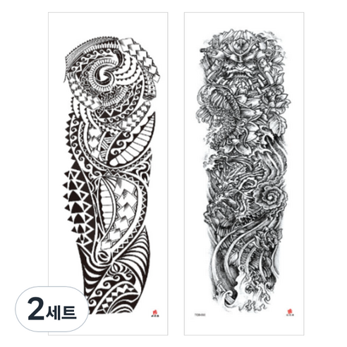 스타리움 인싸 감성 파티 휴가 긴팔 타투 스티커 2종 세트, 2세트, H