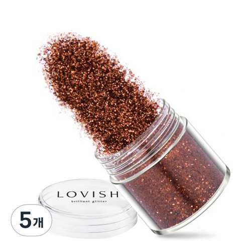 러비쉬 프리미엄 네일 글리터 10g, LVS-016 다크브라운, 5개