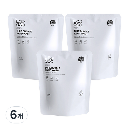 루아코 퓨어버블 핸드워시 리필, 6개, 300ml