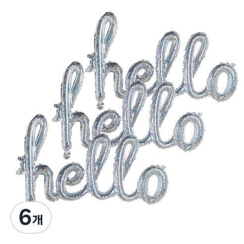 와우파티코리아 hello 은박풍선, 실버홀로그램, 6개