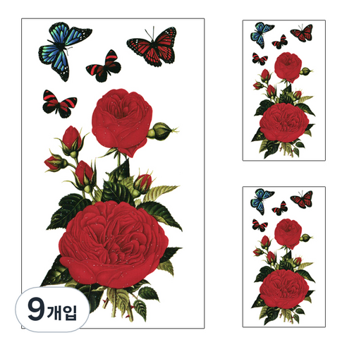 파티복닷컴 긴팔 플라워 타투스티커, YMX272, 9개입