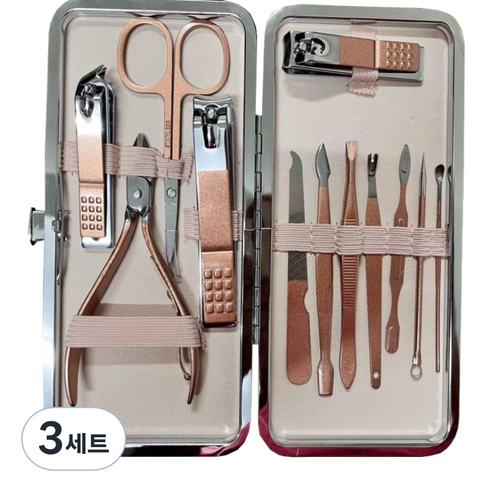 오와이규 다용도 손톱깎이 12종 세트 피리, 로즈 골드, 3세트
