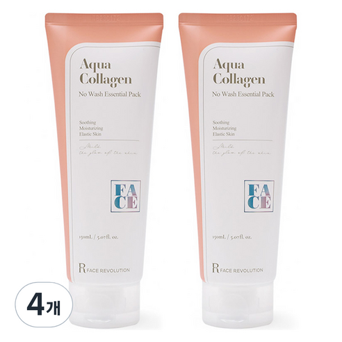 페이스레볼루션 아쿠아 콜라겐 노워시 에센셜 팩 150ml, 4개