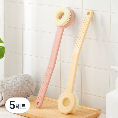 모나코올리브 커브드 밀착 바디브러시 2종 세트, 인디핑크 + 옐로우, 5세트