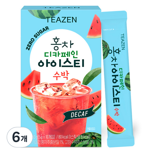 티젠 홍차 디카페인 아이스티 수박, 5g, 6개, 10개입