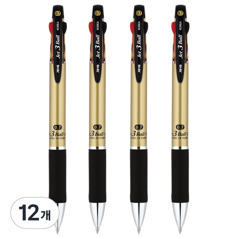 자바펜 제트3볼 M 멀티펜 0.7mm, 샴페인골드, 12개