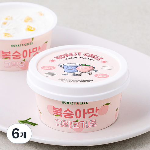 어니스트그릭 복숭아맛 그릭요거트, 100g, 1개입, 6개
