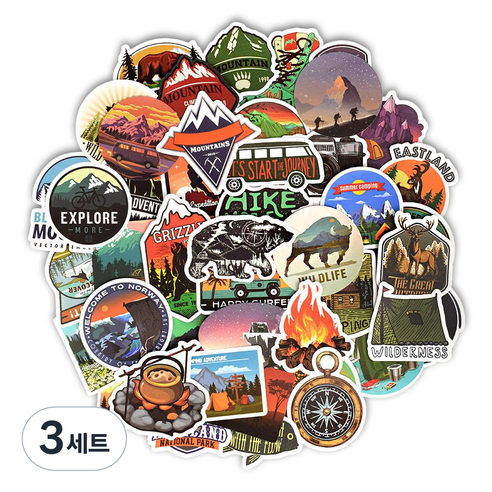 캠핑 풍경 아웃도어 캐리어 스티커 50p 세트, 혼합색상, 3세트