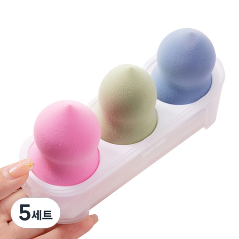 에이홉 다양한 모양의 소프트 에어쿠션퍼프 3구 + 보관함 세트, 5세트, 조롱박