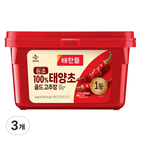 해찬들 태양초 골드 고추장, 3개, 2kg