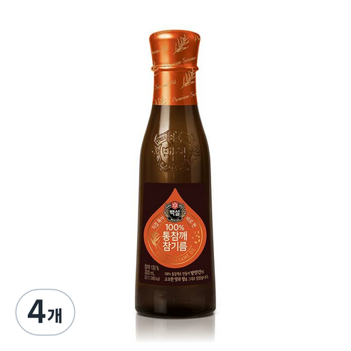 백설 100프로 통참깨 참기름, 300ml, 4개