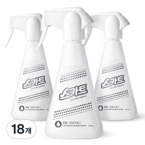 스카트 순하고 깨끗한 섬유탈취제 본품, 380ml, 18개